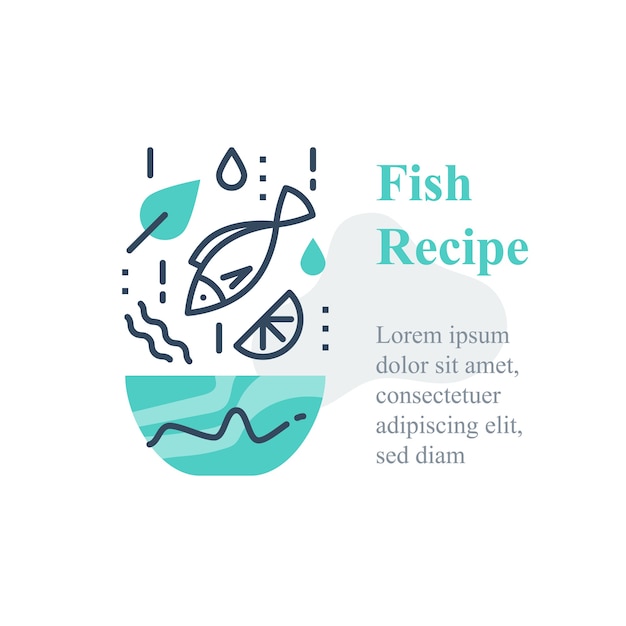 Delicious fish salad, seafood recipe, eat healthy food Premium Vector