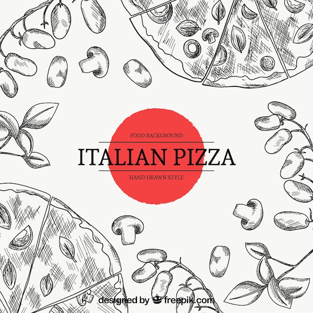 Delicious food background with hand drawn\
style