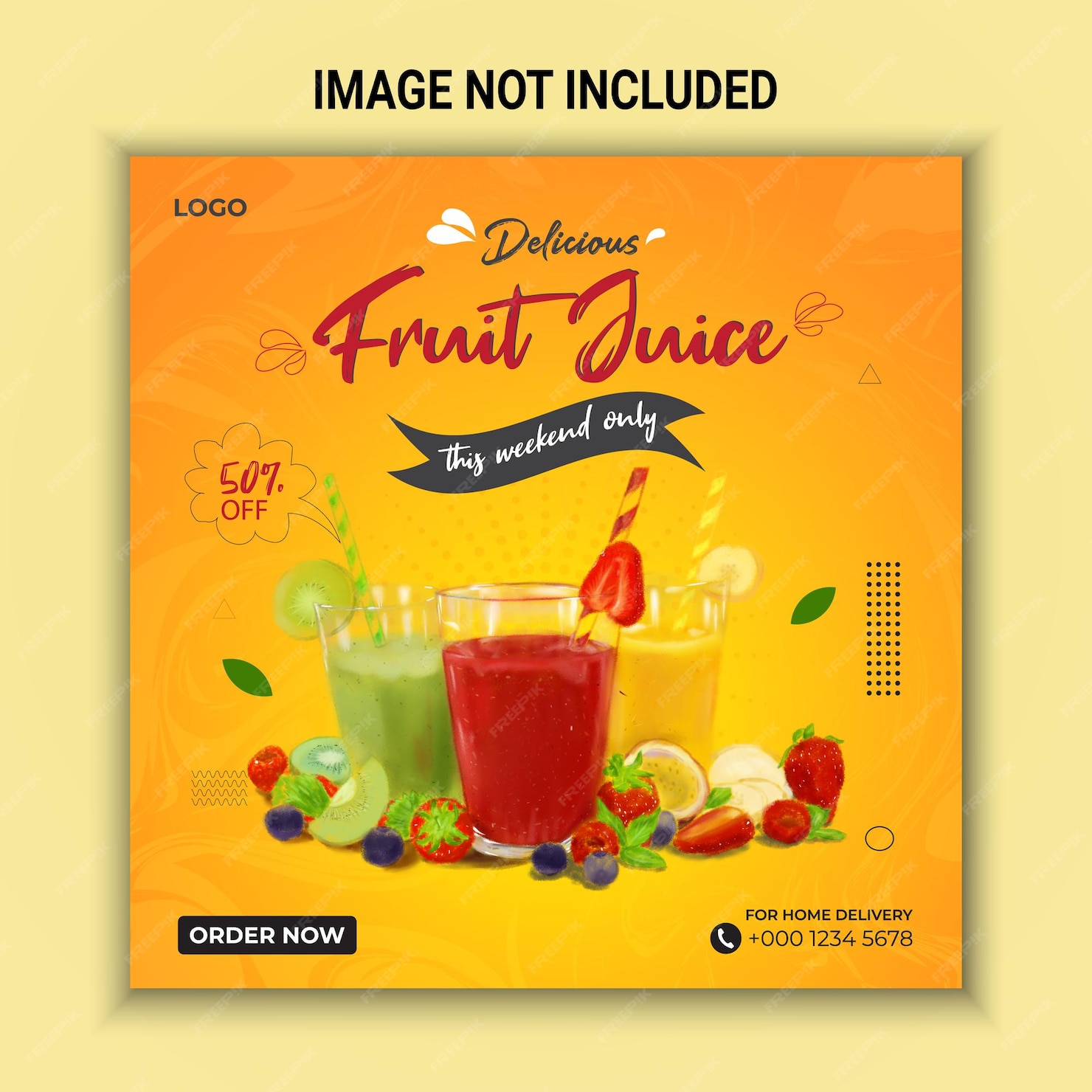 Premium Vector | Delicious fruit juice social media post design