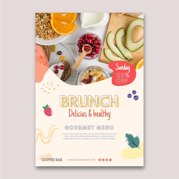 Free Vector | Delicious and healthy brunch poster