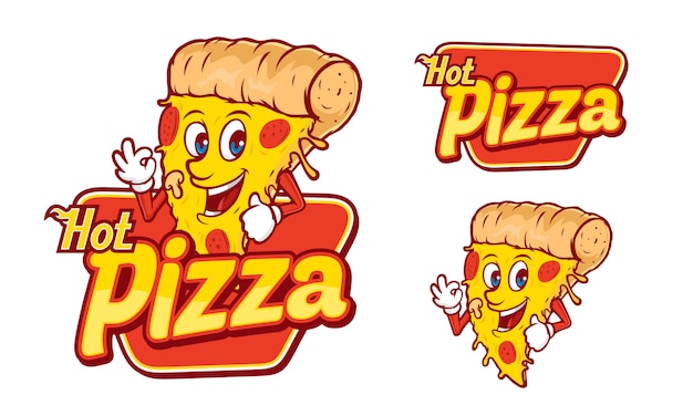 Delicious hot pizza, italian foods logo template Premium Vector