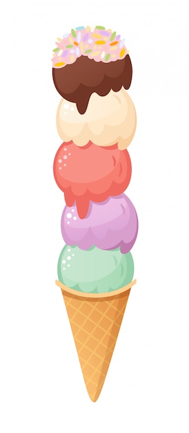 おいしいアイスクリームのイラスト 孤立したオブジェクト プレミアムベクター
