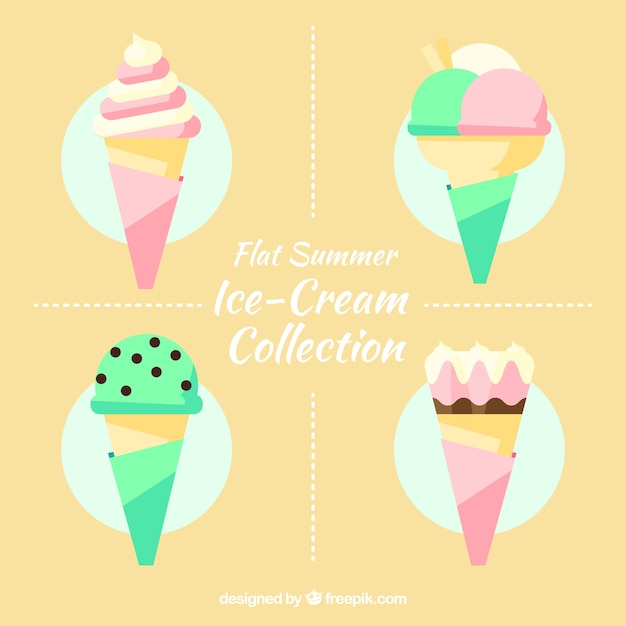 Delicious ice-creams in pastel colors