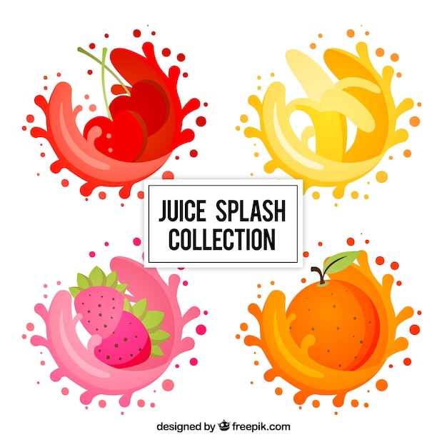 Free Vector | Delicious juice splashes collection with fruits