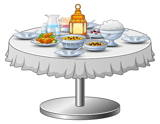 Delicious menu for iftar party are on the table Premium Vector