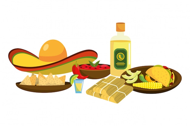 Delicious mexican food cartoon | Premium Vector