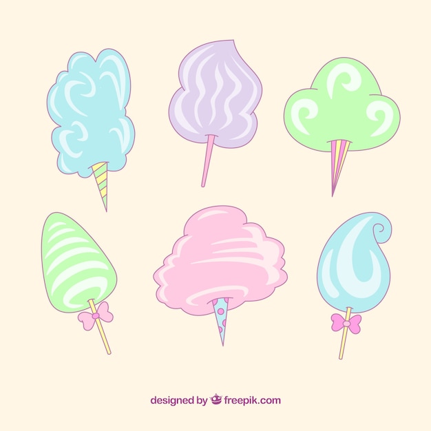 Delicious pastel colored candy cottons