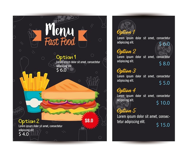 Premium Vector | Delicious sandwich fast food restaurant menu card