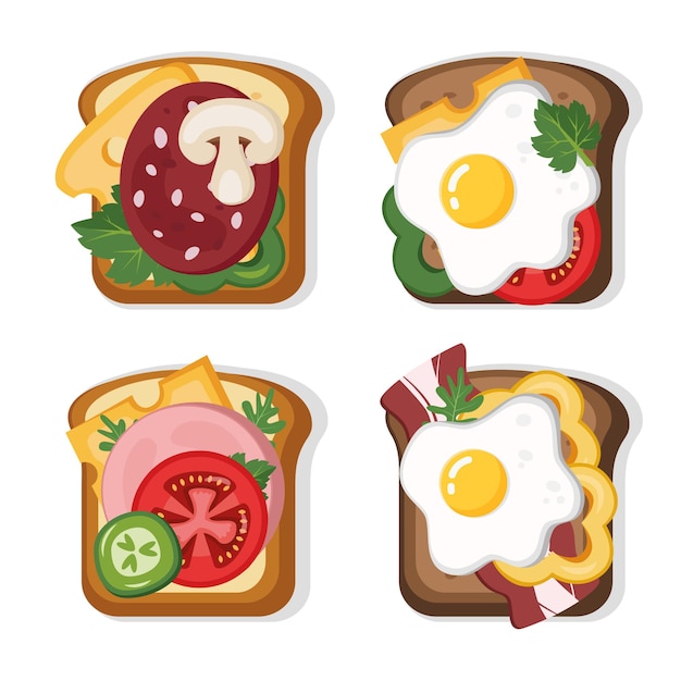 Premium Vector | Delicious sandwiches with various ingredients tasty ...