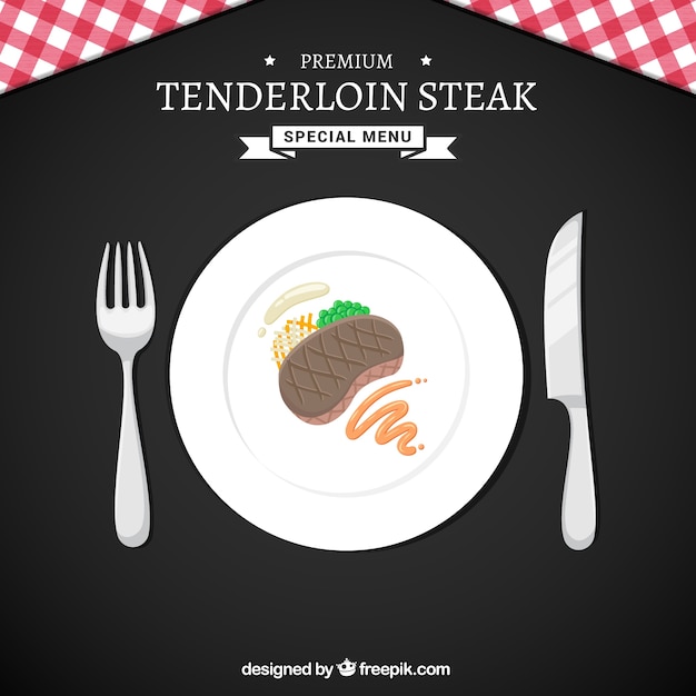 Delicious steak on a dish background