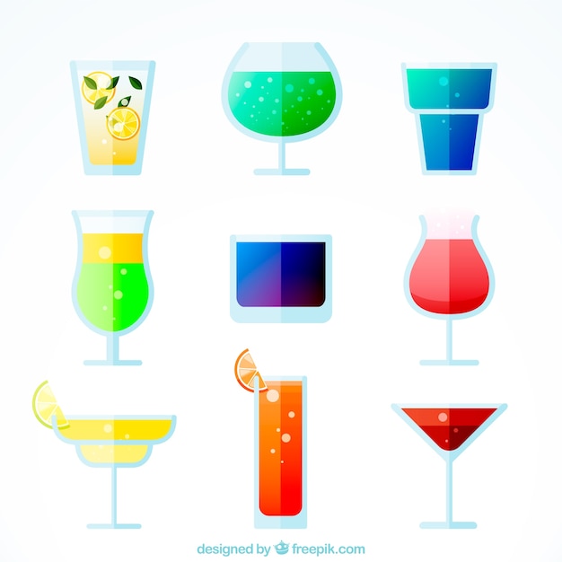 Delicious summer drinks in flat design