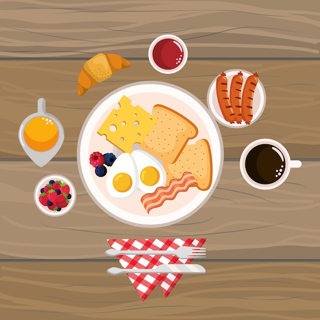 Premium Vector | Delicious tasty breakfast cartoon