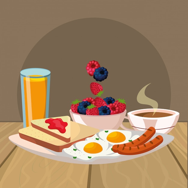 Premium Vector | Delicious Tasty Breakfast Cartoon