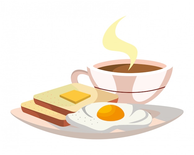 Delicious tasty breakfast cartoon | Premium Vector