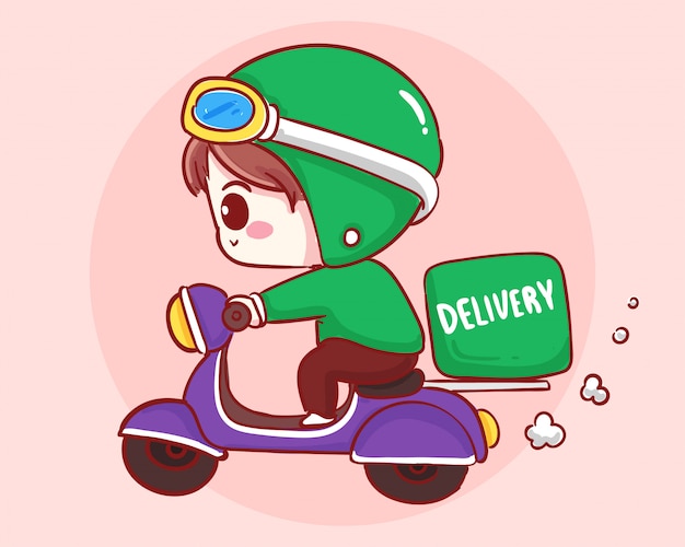 Premium Vector | Delivery boy cartoon art illustration