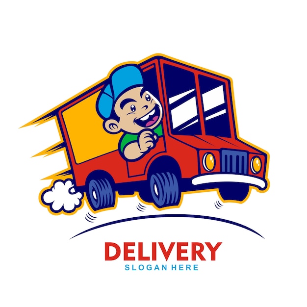 Premium Vector Delivery Car And Driver Cartoon