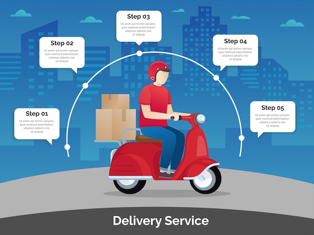 Premium Vector Delivery Courier Ride Scooter Motorcycle