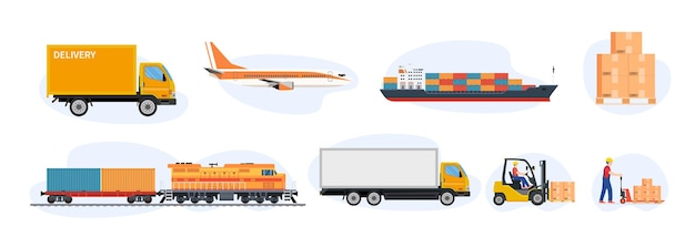  Delivery and logistics transport icons.