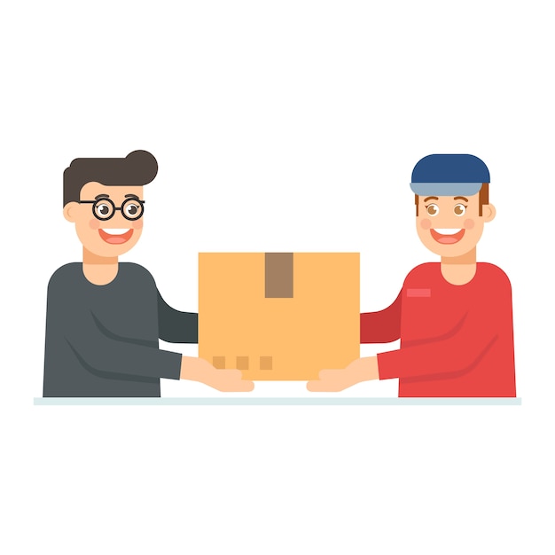 Download Premium Vector | Delivery man with the package to his client