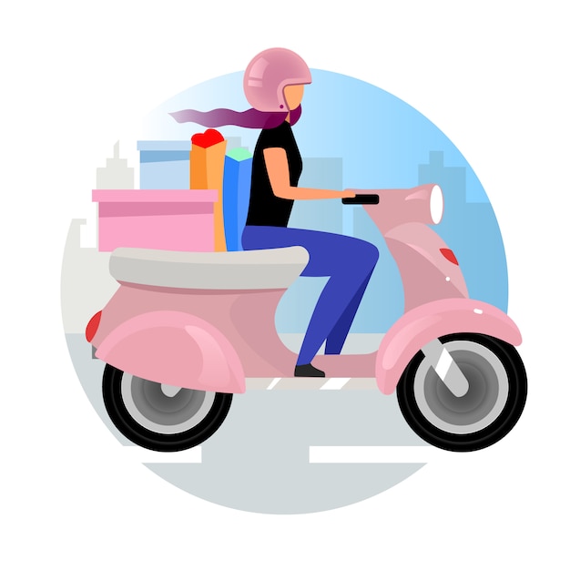 Download Free Delivery Service Flat Concept Icon Express Scooter Courier Use our free logo maker to create a logo and build your brand. Put your logo on business cards, promotional products, or your website for brand visibility.