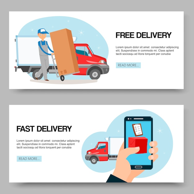 Premium Vector | Delivery service free and fast banners