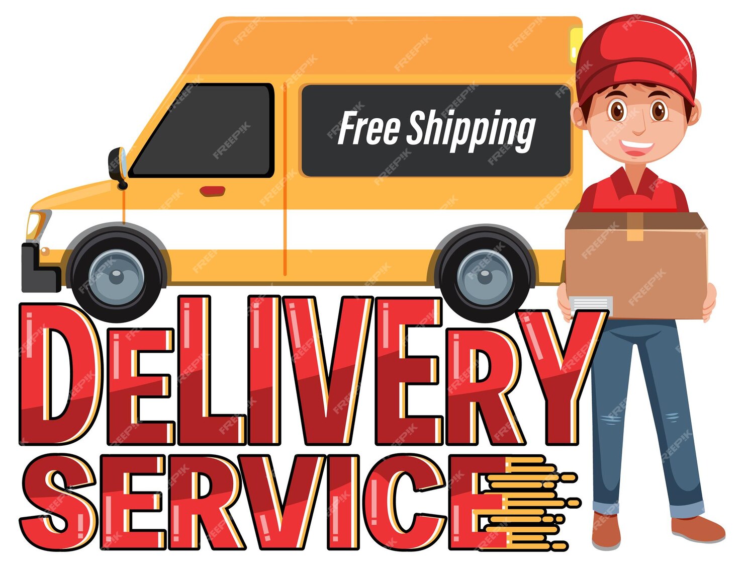 Premium Vector | Delivery service logo banner with courier cartoon ...