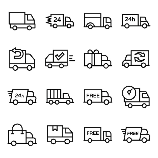 Delivery vehicles line  pack Premium Vector