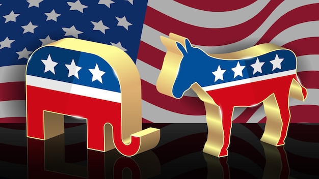 Premium Vector | Democrat and republican political mascot animals with ...