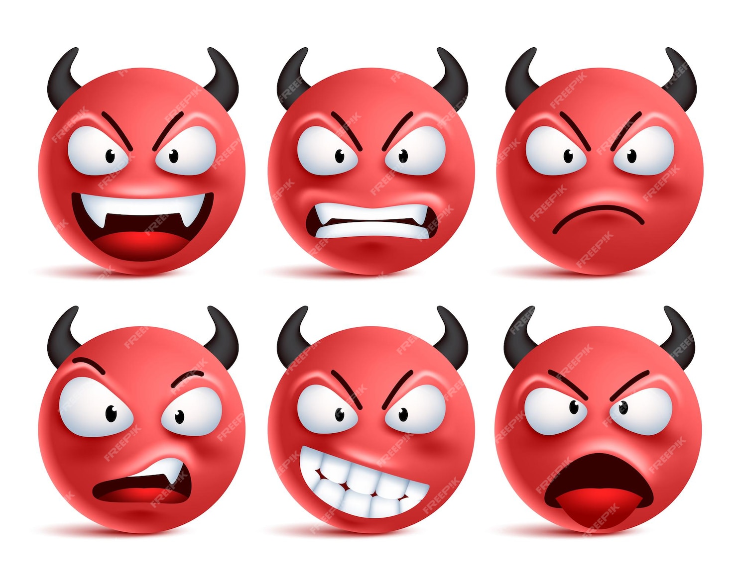 Premium Vector | Demon emoji vector set bad devil emojis face or red ...