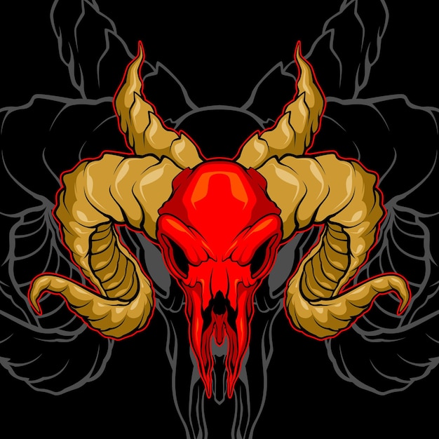 Premium Vector | Demon goat skull