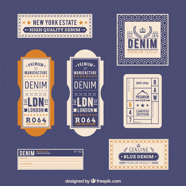 Denim labels in retro style Vector | Free Download
