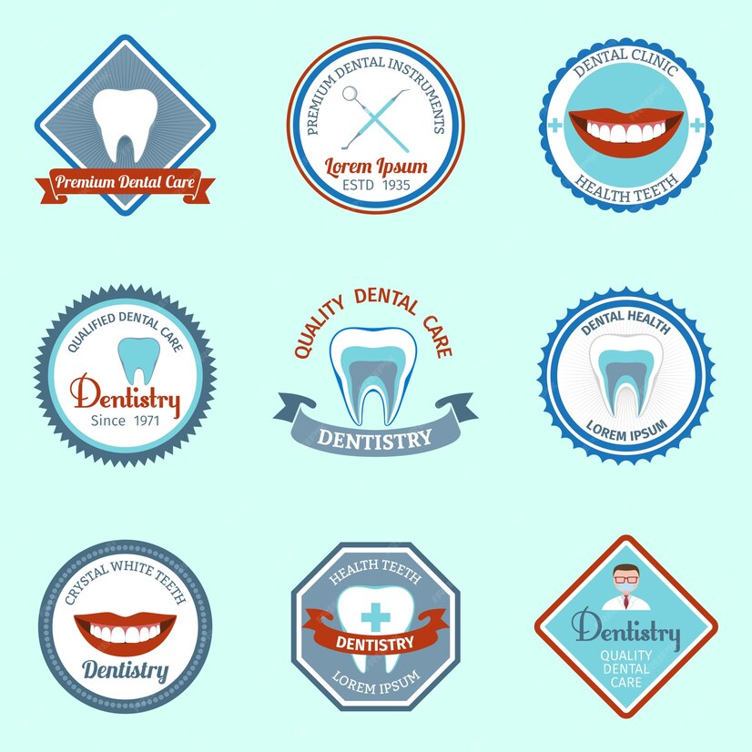 Premium Vector | Dental care badges collection