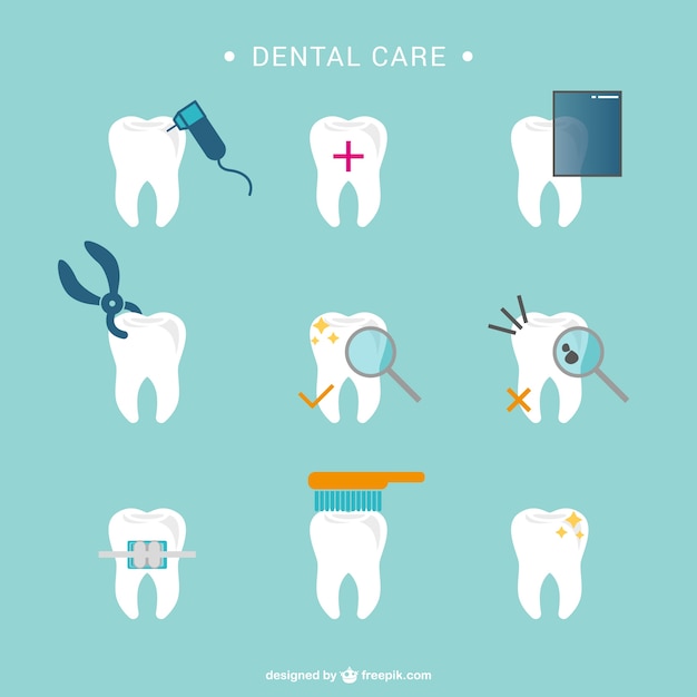 Download Dental care tooth icons | Free Vector