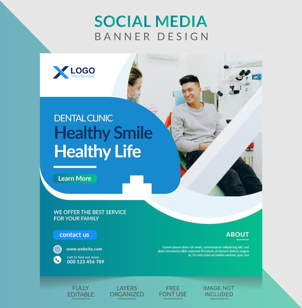 Premium Vector Dental Clinic Social Media Post And Web Banner Design Template