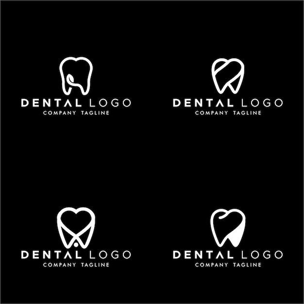 Dental premade logo monogram simple teeth set Premium Vector