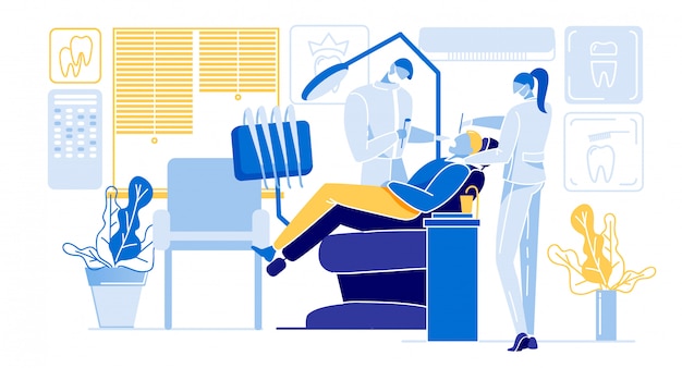 Premium Vector | Dental treatment cartoon.