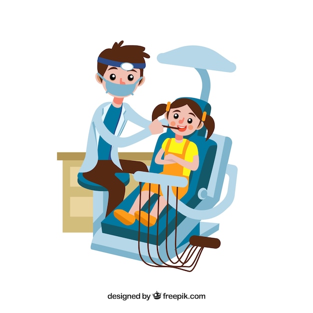 Dentist treating kid