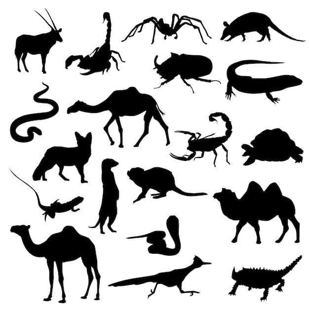 Download Premium Vector | Desert animals silhouette clip art scrapbook vector