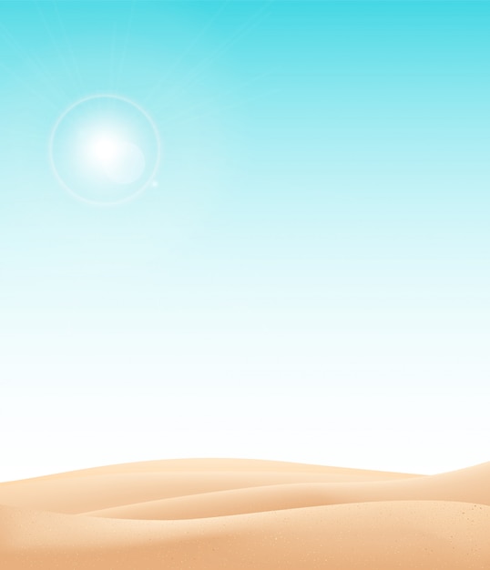 砂漠の風景の背景 Explorer Illustrationを使用した太陽の壁紙の自然の砂丘 砂漠の風景 プレミアムベクター