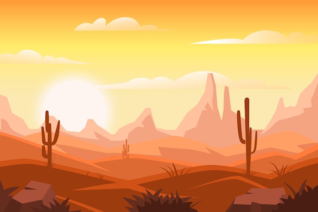 Free Vector | Desert landscape background style