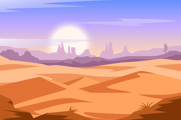 Free Vector | Desert landscape background theme