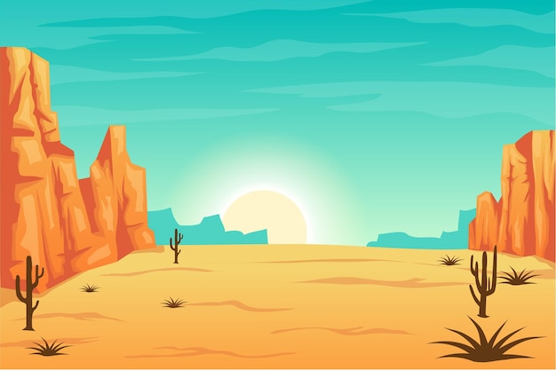 Free Vector | Desert landscape - background for video conferencing