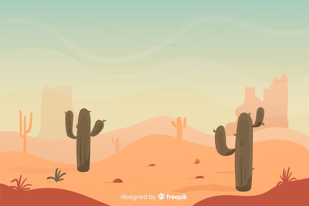 Desert landscape at the sunrise Vector | Free Download