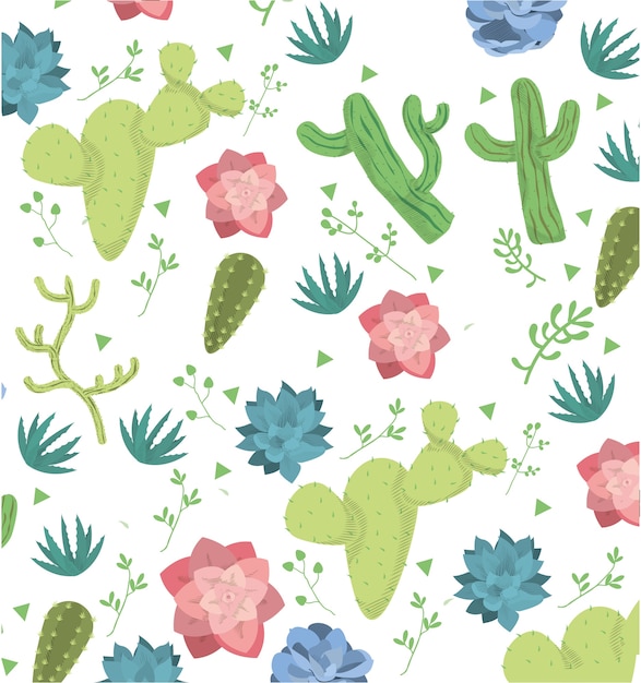 Premium Vector | Desert plants pattern background