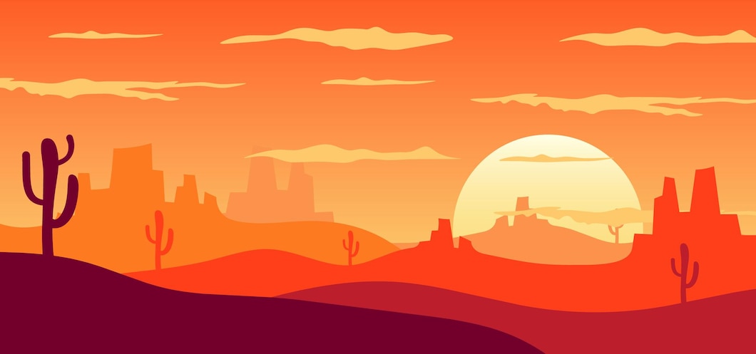 Premium Vector | Desert sunset background vector ilustration