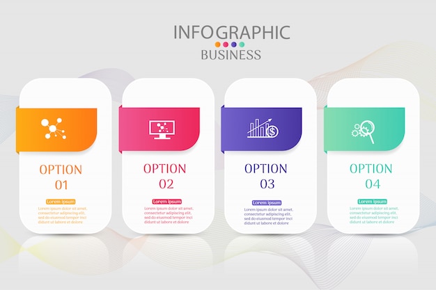 Design business template 4 options infographic chart element. Premium Vector