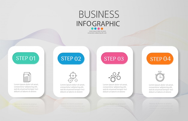 Design business template 4 options infographic chart element. Premium Vector