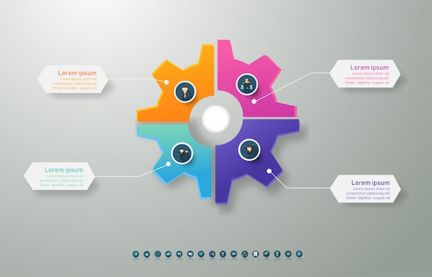 Design business template 4 options infographic chart element. Premium Vector