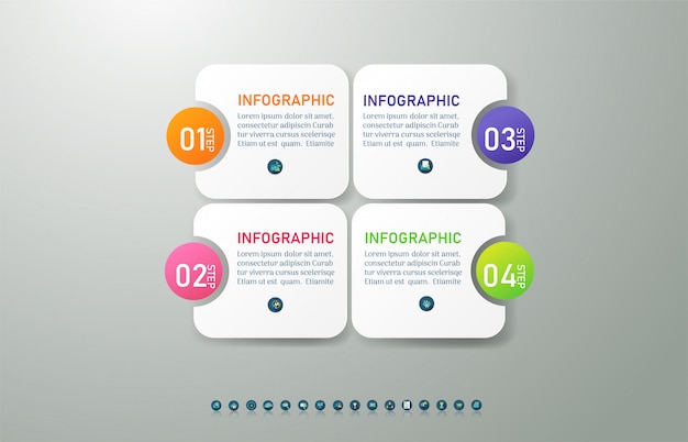 Design business template 4 options or steps infographic chart element. Premium Vector