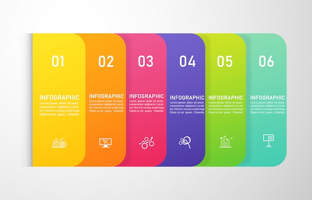 Design business template 6 options infographic for presentations. Premium Vector
